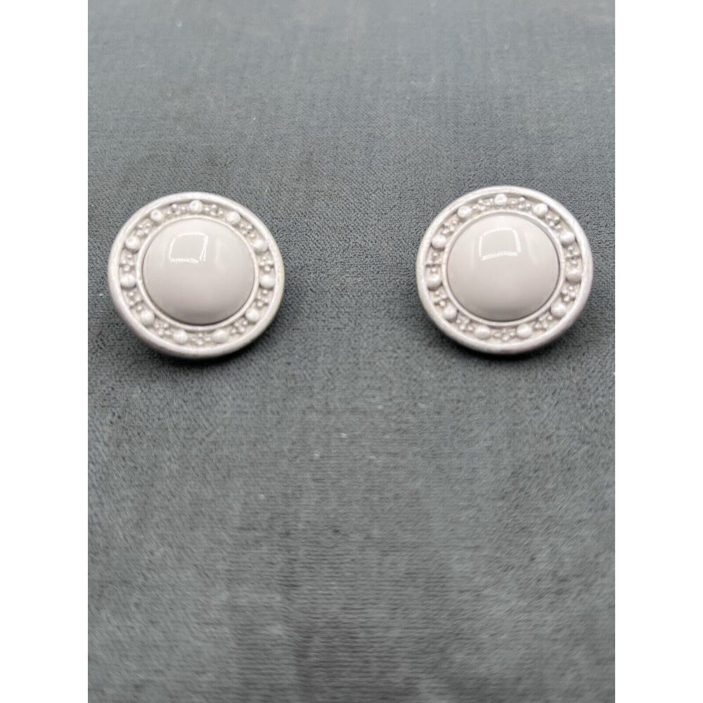 Liz Claiborne Marked Earrings Pierced White Matte Stones